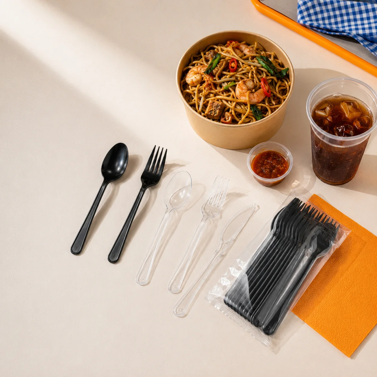 Cutlery set with mee goreng bowl
