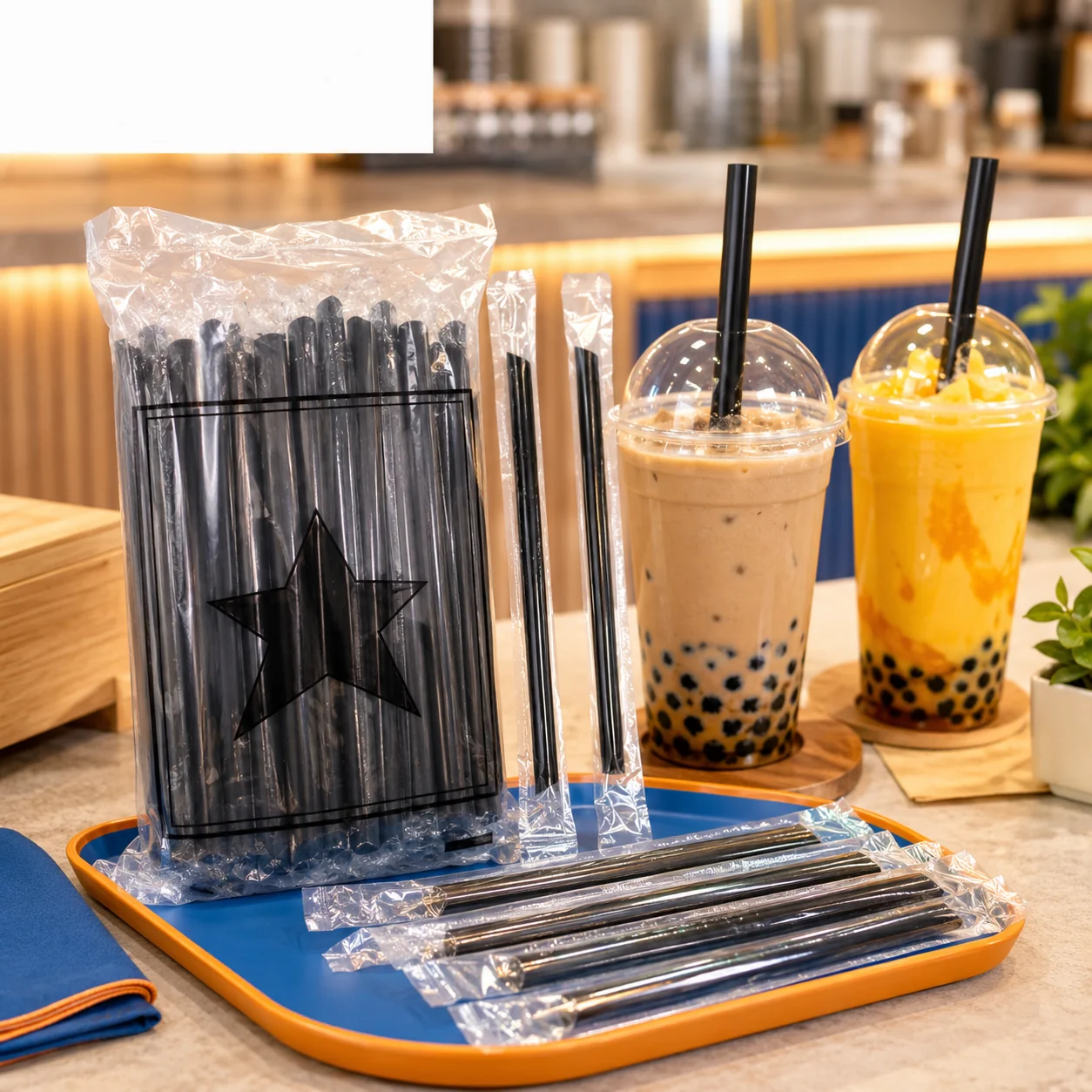 CSK branded straws with bubble tea